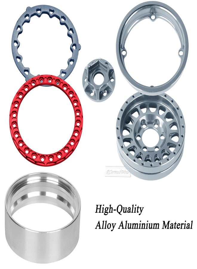 RcarmubWow RC 1.9 Beadlock Wheels and Tires for 1/10 SCX10 TRX4 TRX6 VS4-10 Gen8 7 MST CFX D90 RC Crawler,Alloy Aluminium 1.9 rc Wheels 1.9 rc Rims w/ 1.9 Beadlock Tires Trunk Tires,Titanium - Image 5